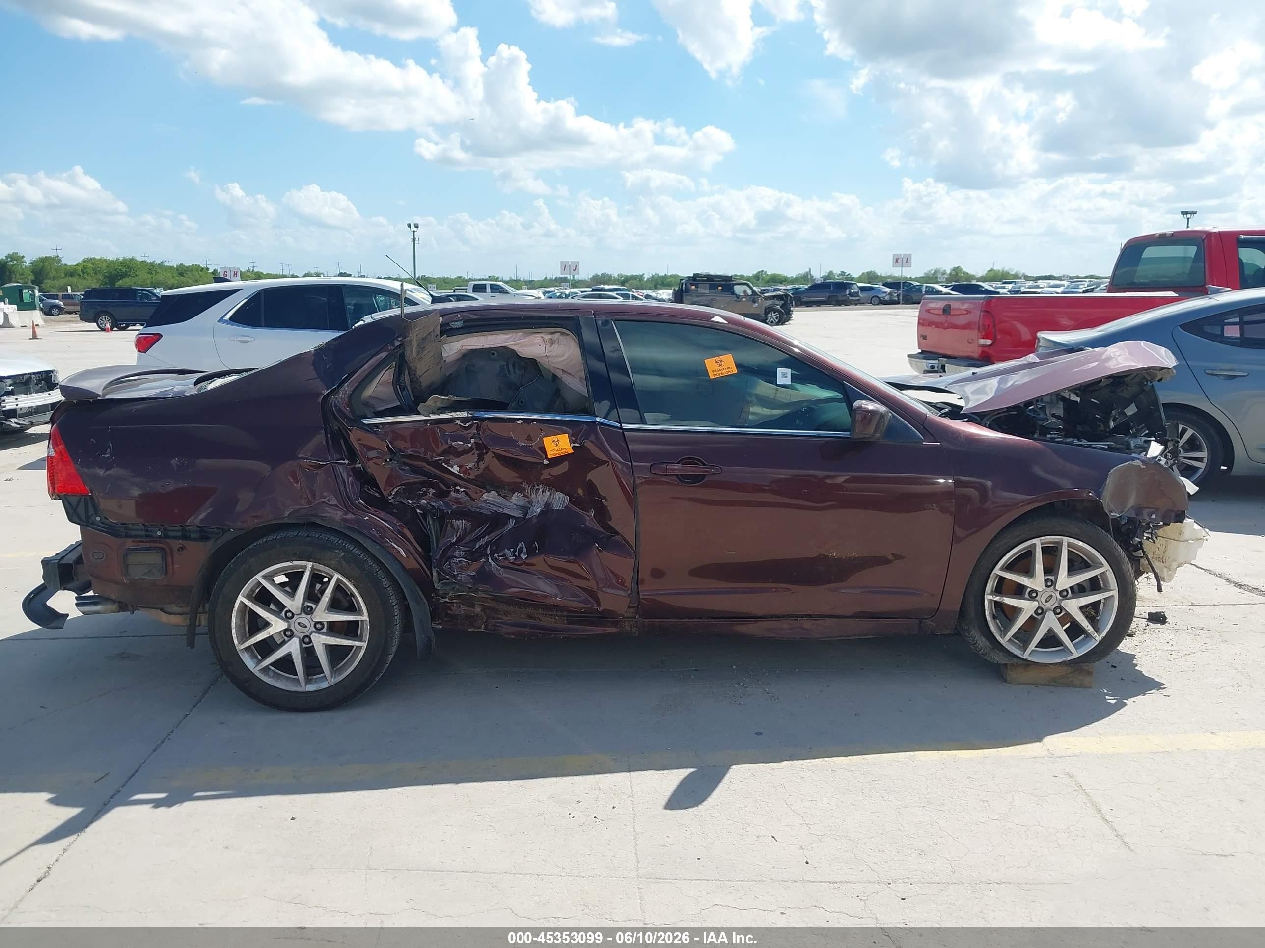 2012 Ford Fusion Sel Burgundy vin: 3FAHP0JA3CR176248