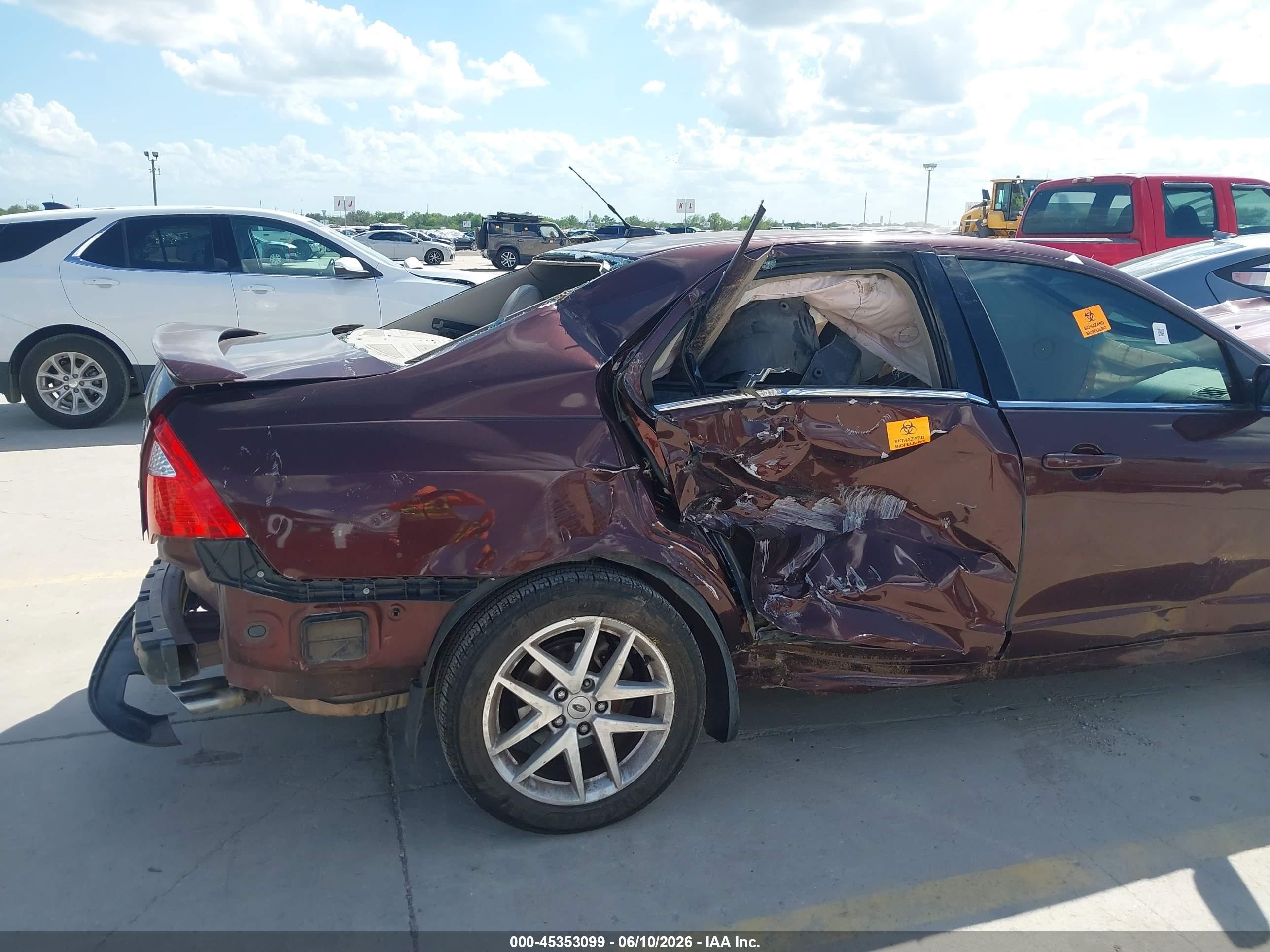 2012 Ford Fusion Sel Burgundy vin: 3FAHP0JA3CR176248
