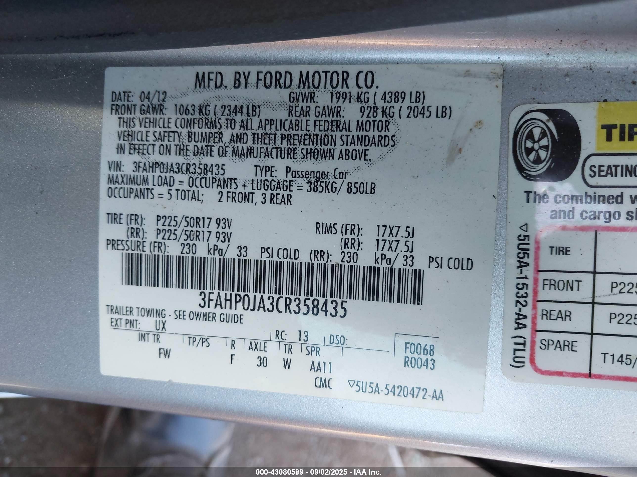 2012 Ford Fusion Sel Silver vin: 3FAHP0JA3CR358435