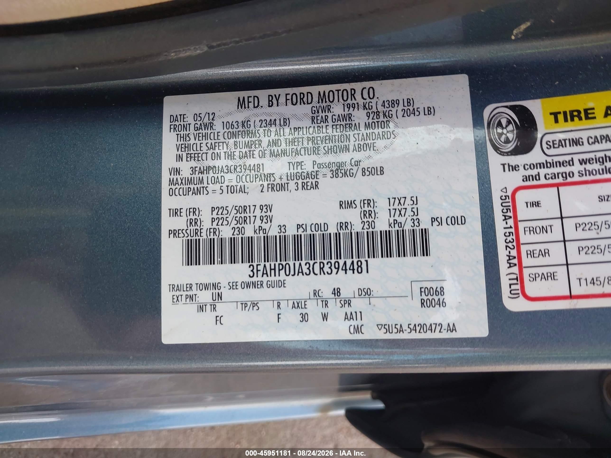 2012 Ford Fusion Sel Зеленый vin: 3FAHP0JA3CR394481