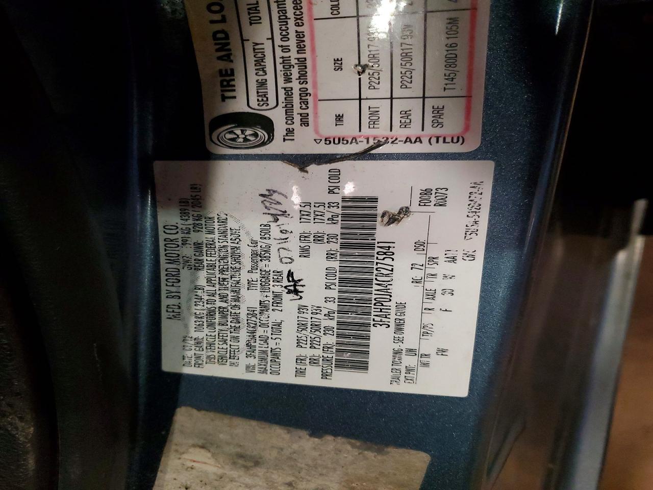 2012 Ford Fusion Sel Blue vin: 3FAHP0JA4CR275841