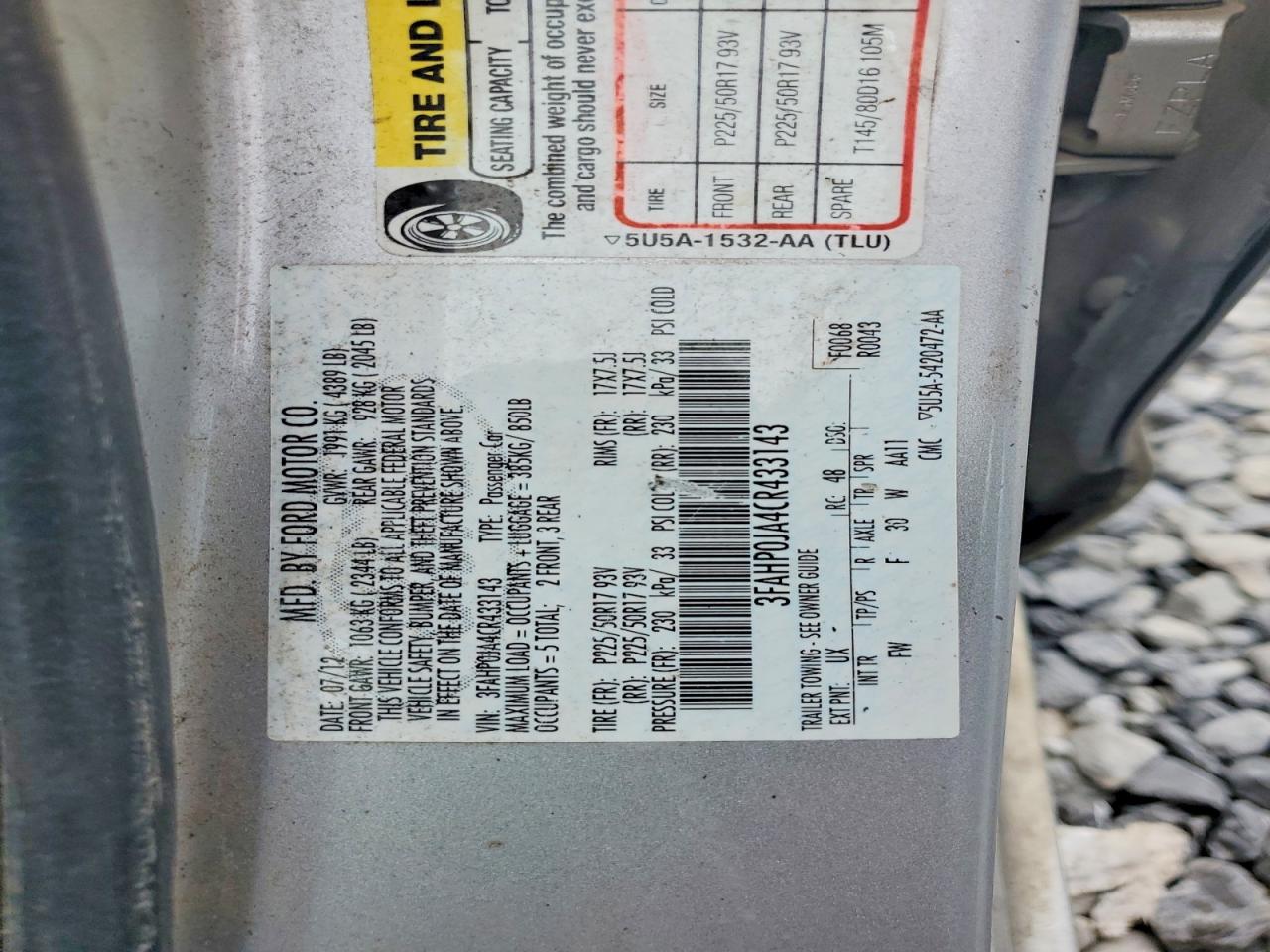 2012 Ford Fusion Sel Silver vin: 3FAHP0JA4CR433143
