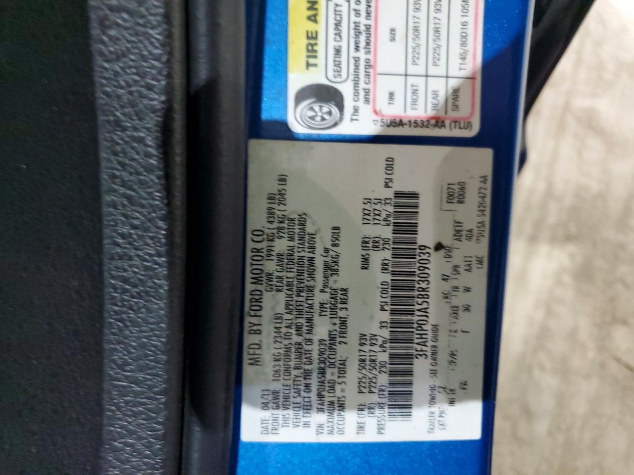 2011 Ford Fusion Sel Синий vin: 3FAHP0JA5BR309039