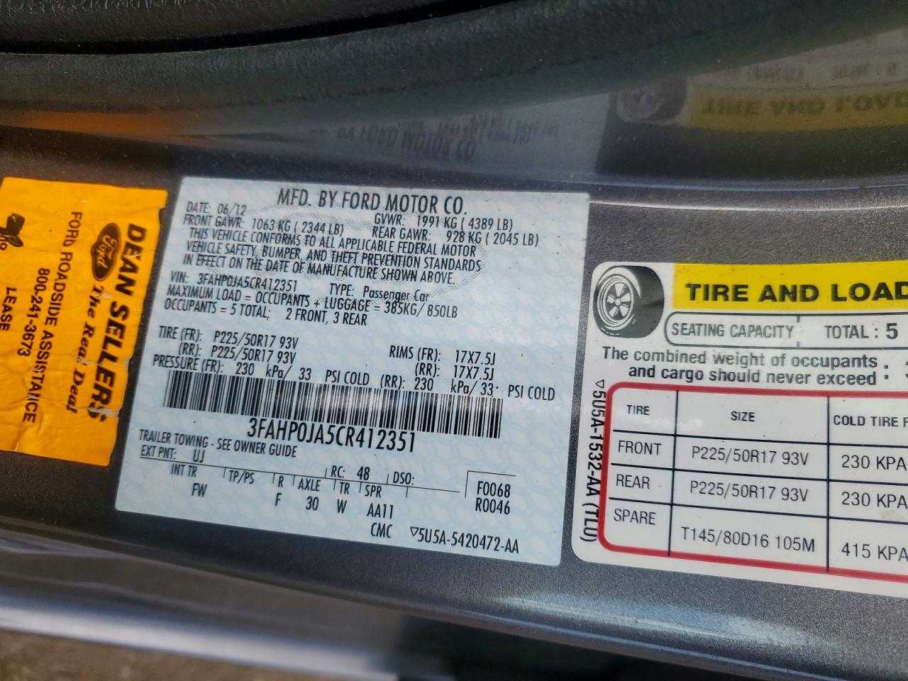 2012 Ford Fusion Sel Gray vin: 3FAHP0JA5CR412351