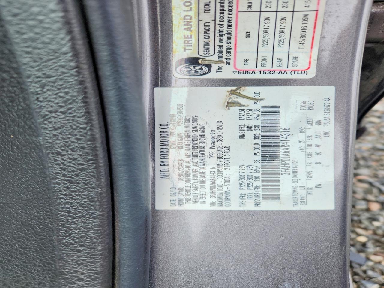 2010 Ford Fusion Sel Gray vin: 3FAHP0JA6AR414316