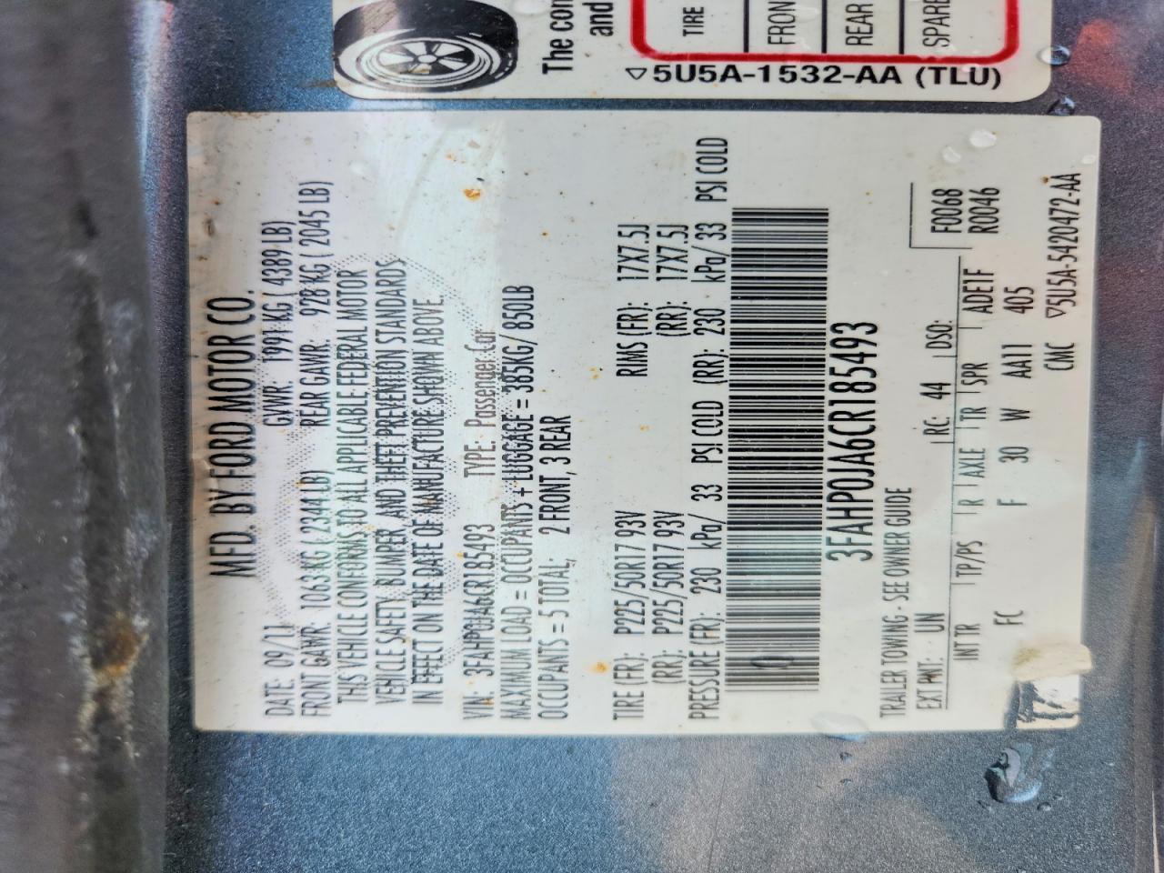2012 Ford Fusion Sel Gray vin: 3FAHP0JA6CR185493