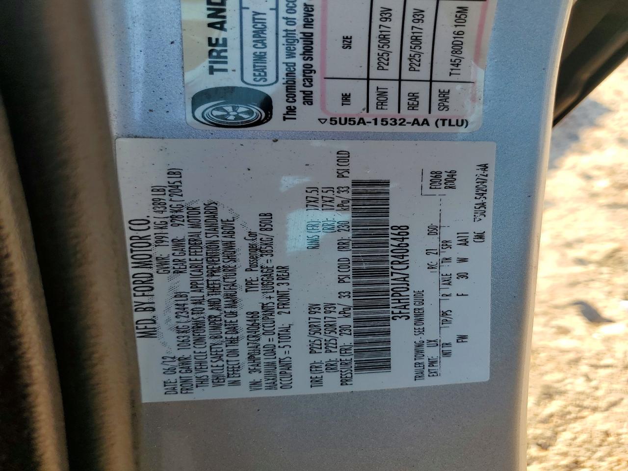 2012 Ford Fusion Sel Серебряный vin: 3FAHP0JA7CR406468