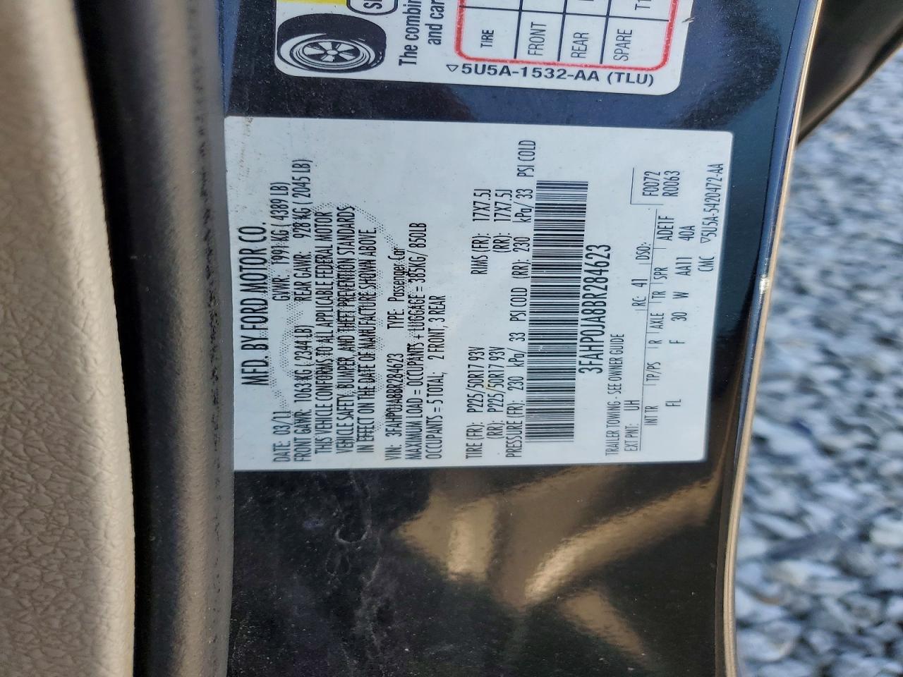 2011 Ford Fusion Sel Black vin: 3FAHP0JA8BR284623