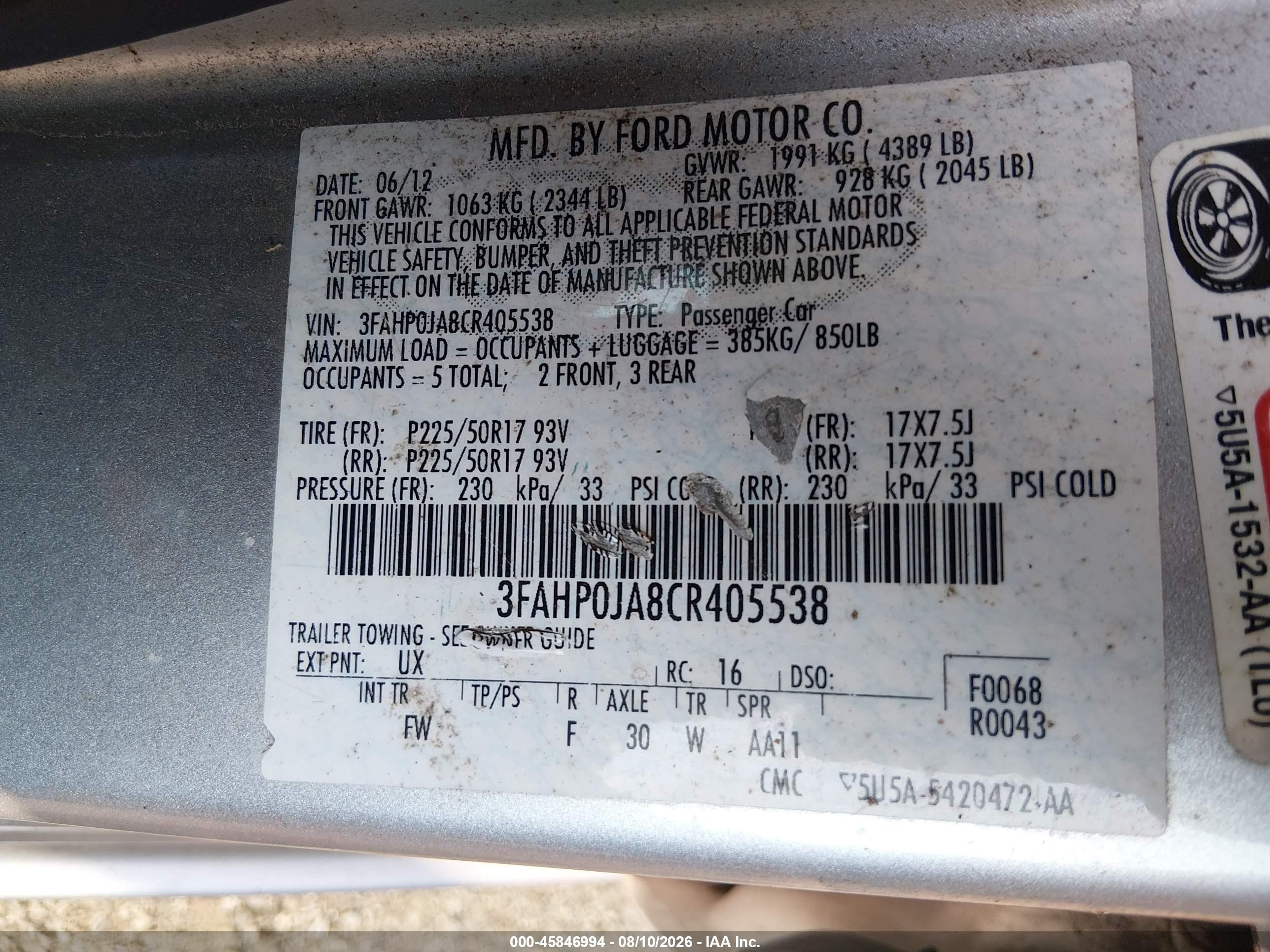 2012 Ford Fusion Sel Silver vin: 3FAHP0JA8CR405538