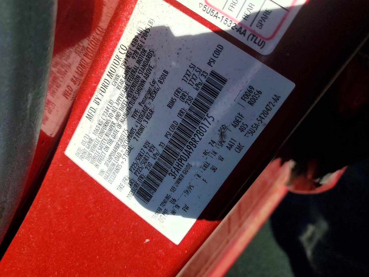 2011 Ford Fusion Sel Red vin: 3FAHP0JA9BR280175