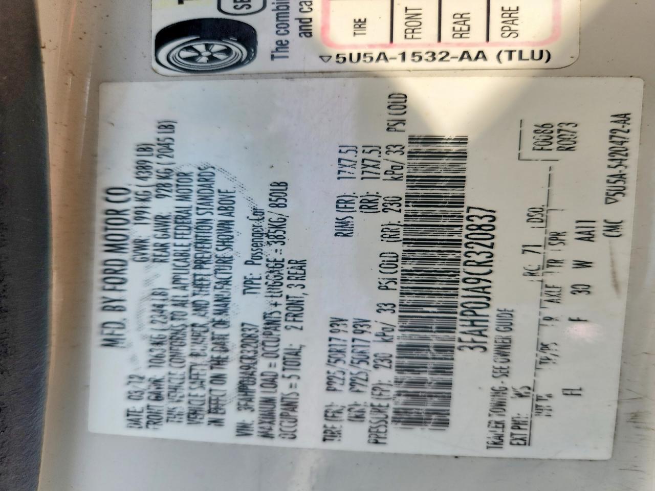 2012 Ford Fusion Sel White vin: 3FAHP0JA9CR320837