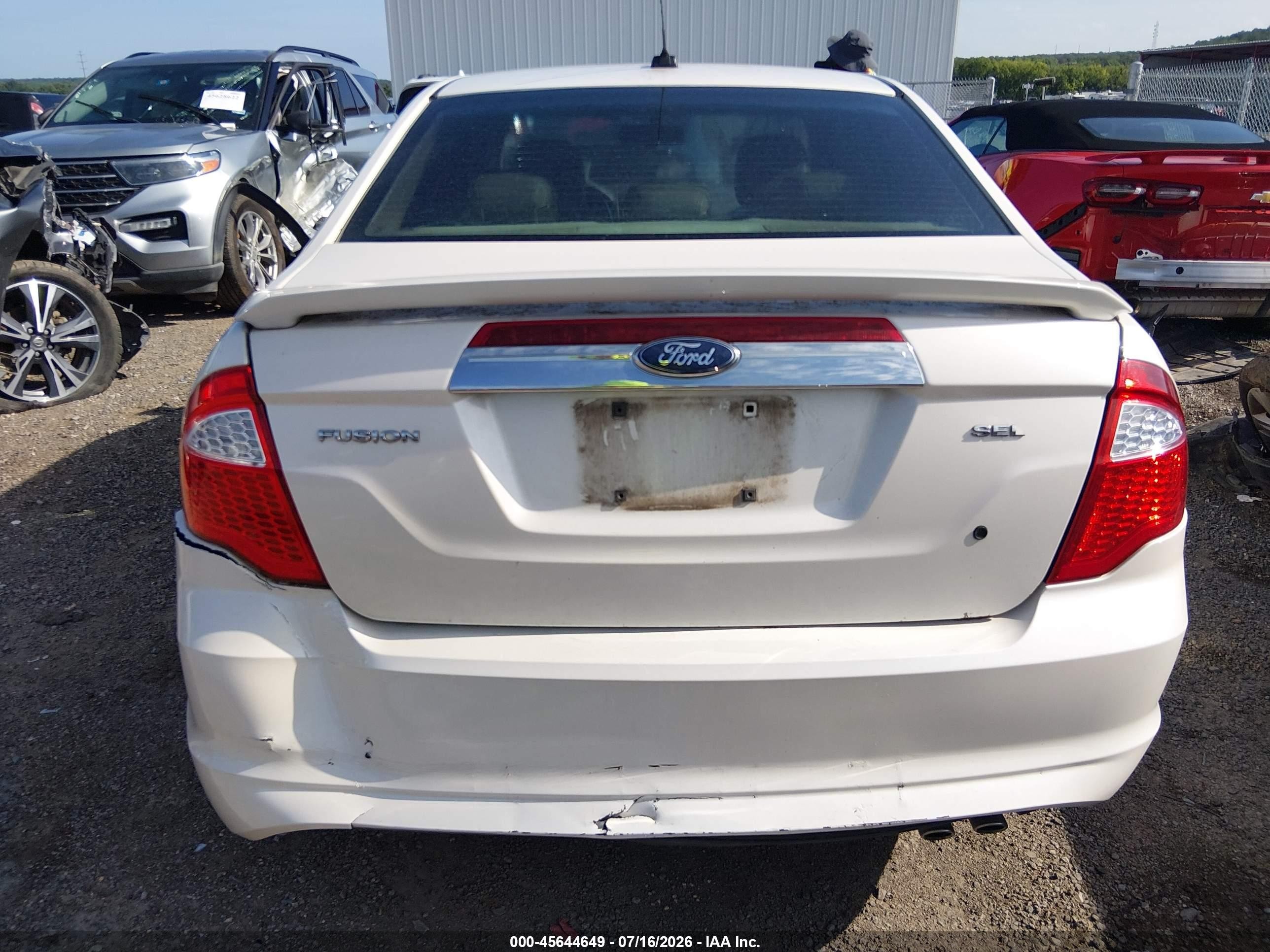 2010 Ford Fusion Sel White vin: 3FAHP0JAXAR187597