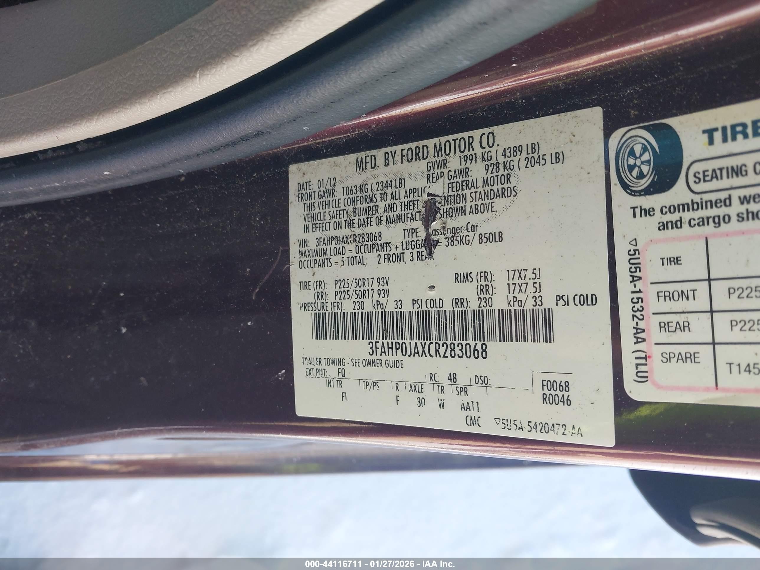 2012 Ford Fusion Sel Maroon vin: 3FAHP0JAXCR283068
