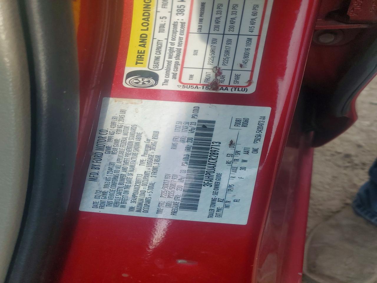 2012 Ford Fusion Sel Red vin: 3FAHP0JAXCR289713
