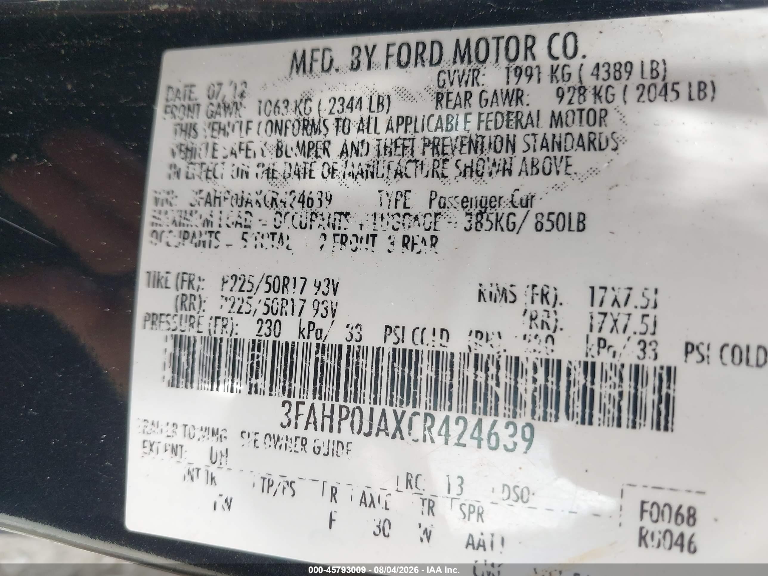 2012 Ford Fusion Sel Gray vin: 3FAHP0JAXCR424639
