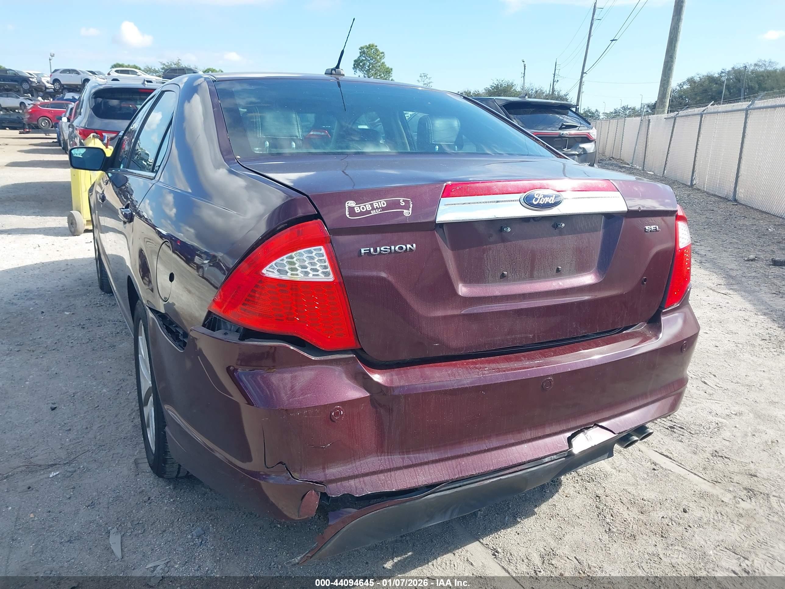 2012 Ford Fusion Sel Maroon vin: 3FAHP0JAXCR433437