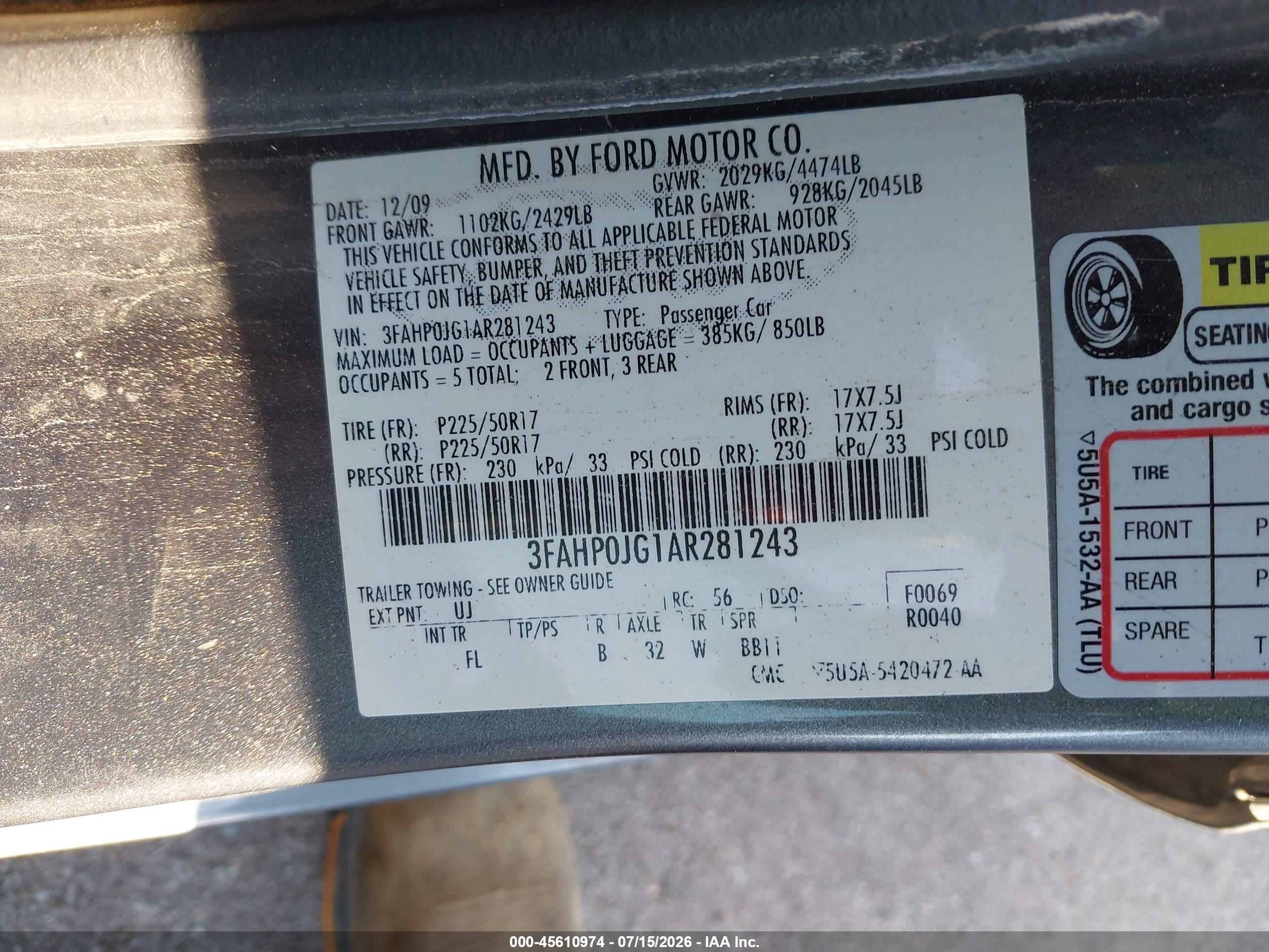 2010 Ford Fusion Sel Gray vin: 3FAHP0JG1AR281243