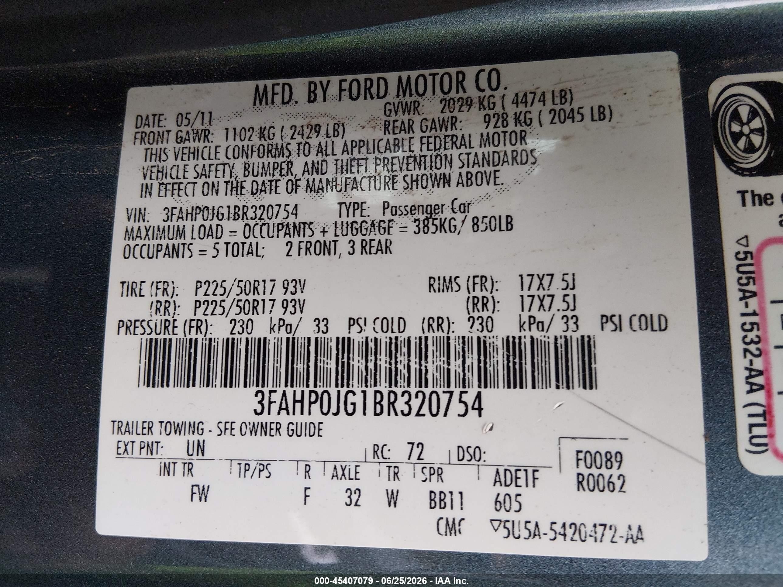 2011 Ford Fusion Sel Синий vin: 3FAHP0JG1BR320754