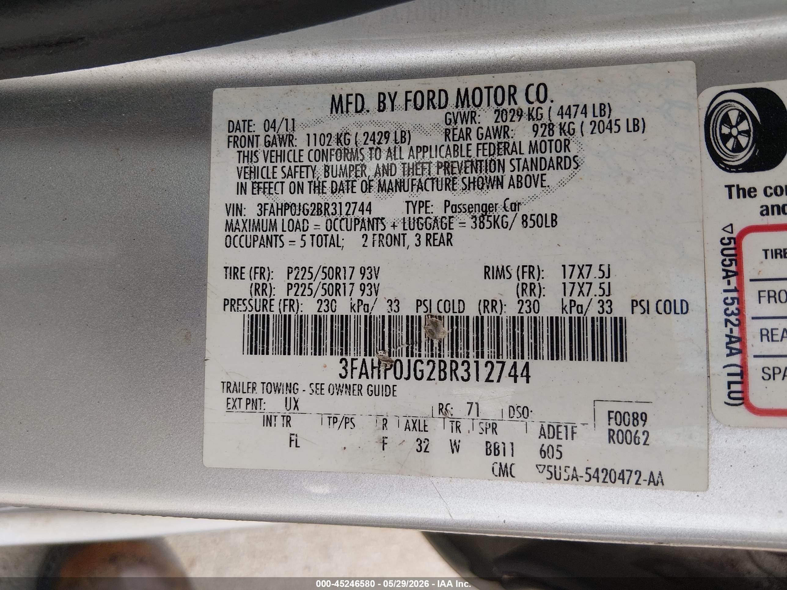2011 Ford Fusion Sel Silver vin: 3FAHP0JG2BR312744