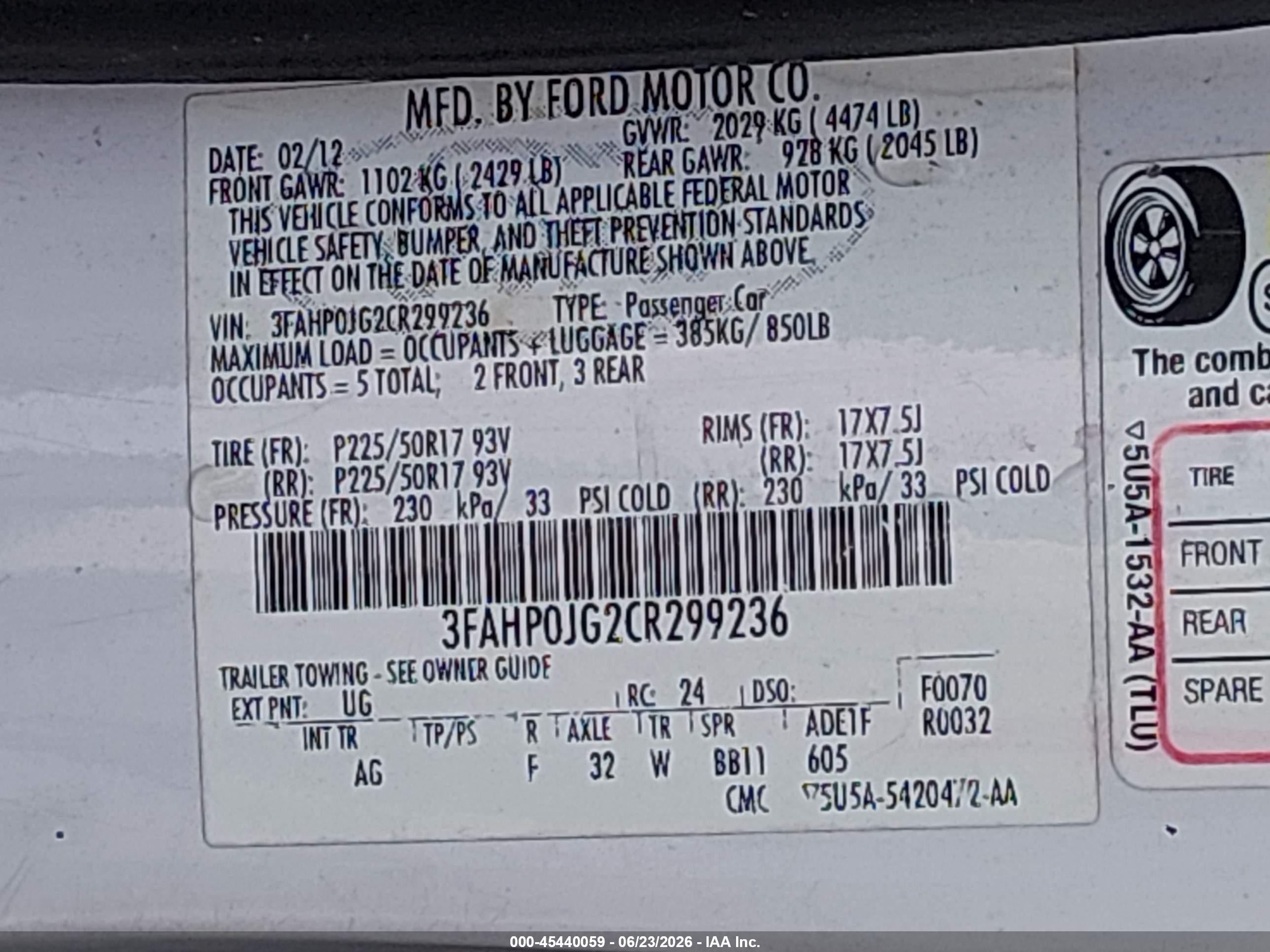 2012 Ford Fusion Sel White vin: 3FAHP0JG2CR299236