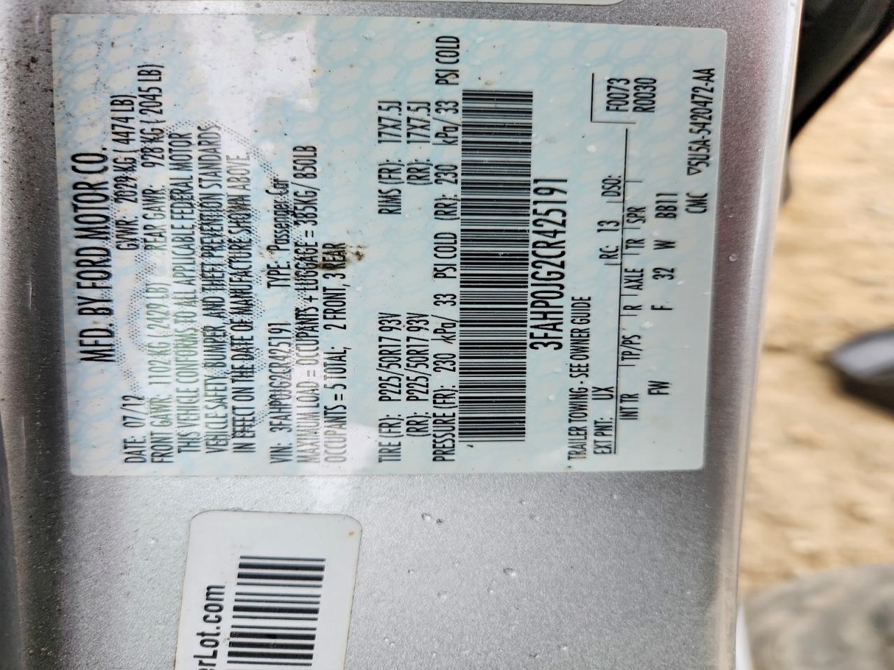 2012 Ford Fusion Sel Silver vin: 3FAHP0JG2CR425191
