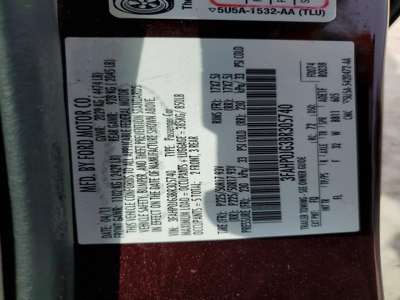 2011 Ford Fusion Sel Maroon vin: 3FAHP0JG3BR305740