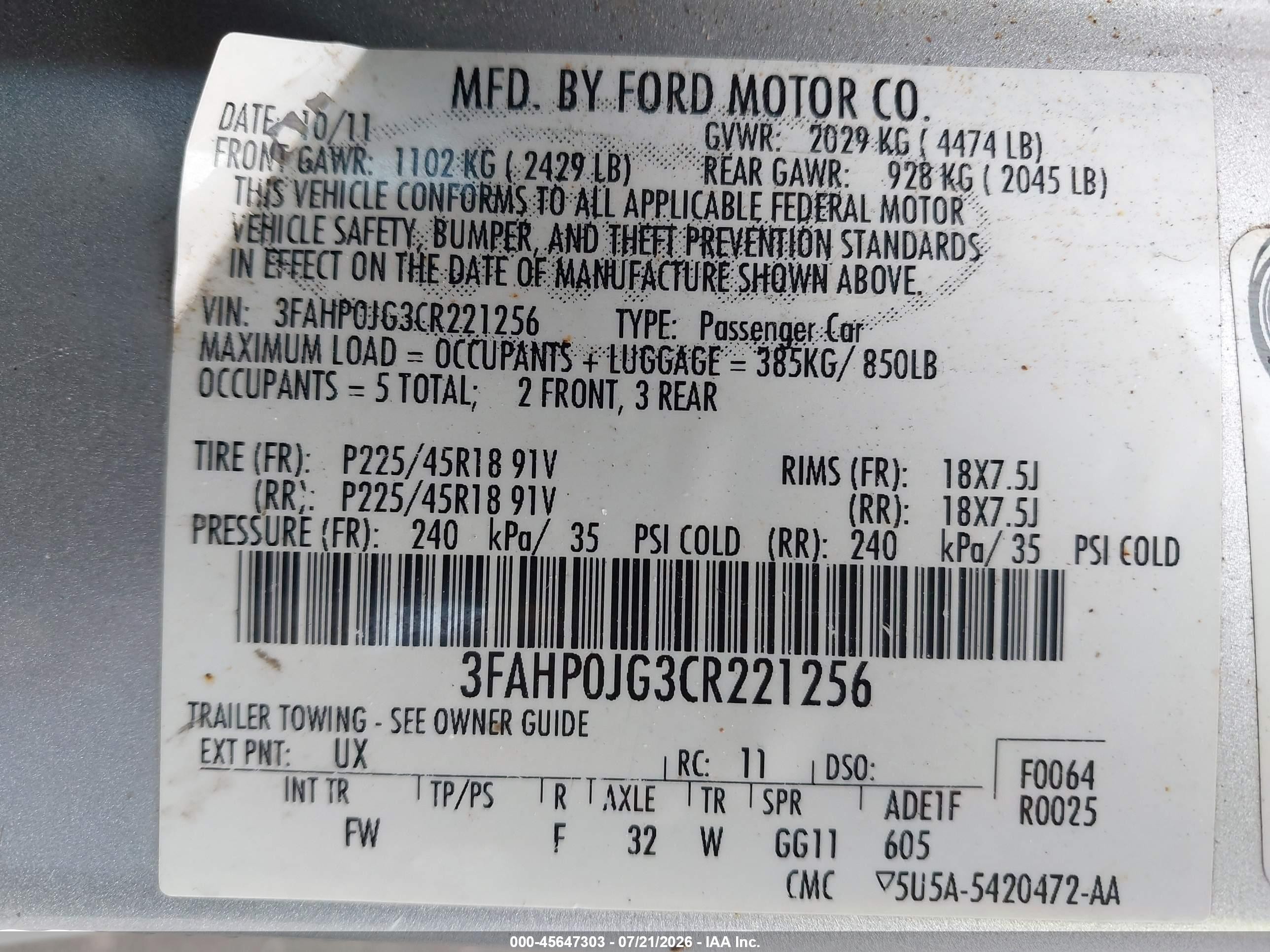 2012 Ford Fusion Sel Silver vin: 3FAHP0JG3CR221256