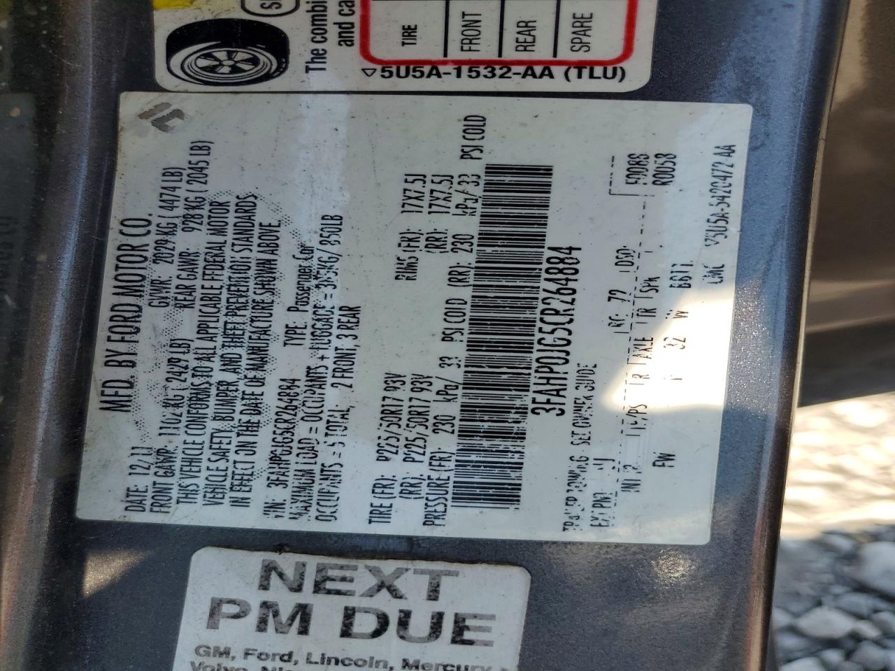 2012 Ford Fusion Sel Charcoal vin: 3FAHP0JG5CR264884