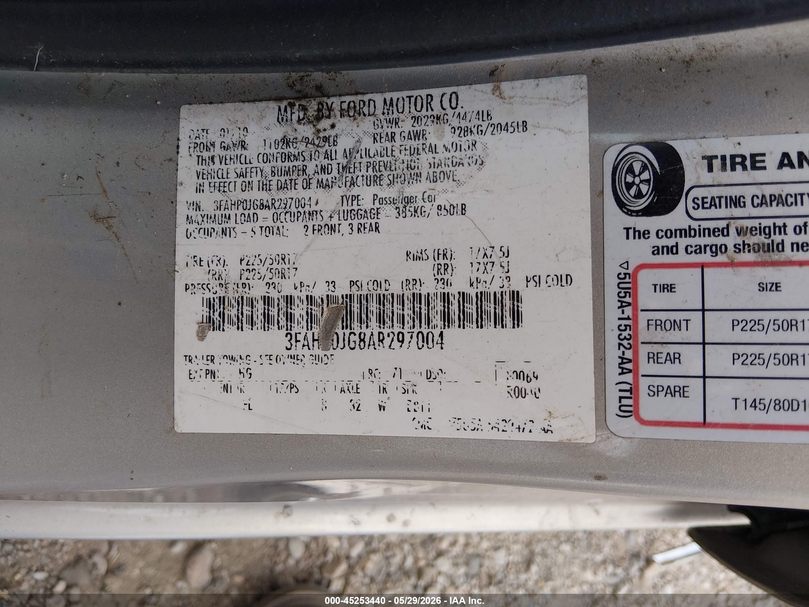 2010 Ford Fusion Sel Gray vin: 3FAHP0JG8AR297004