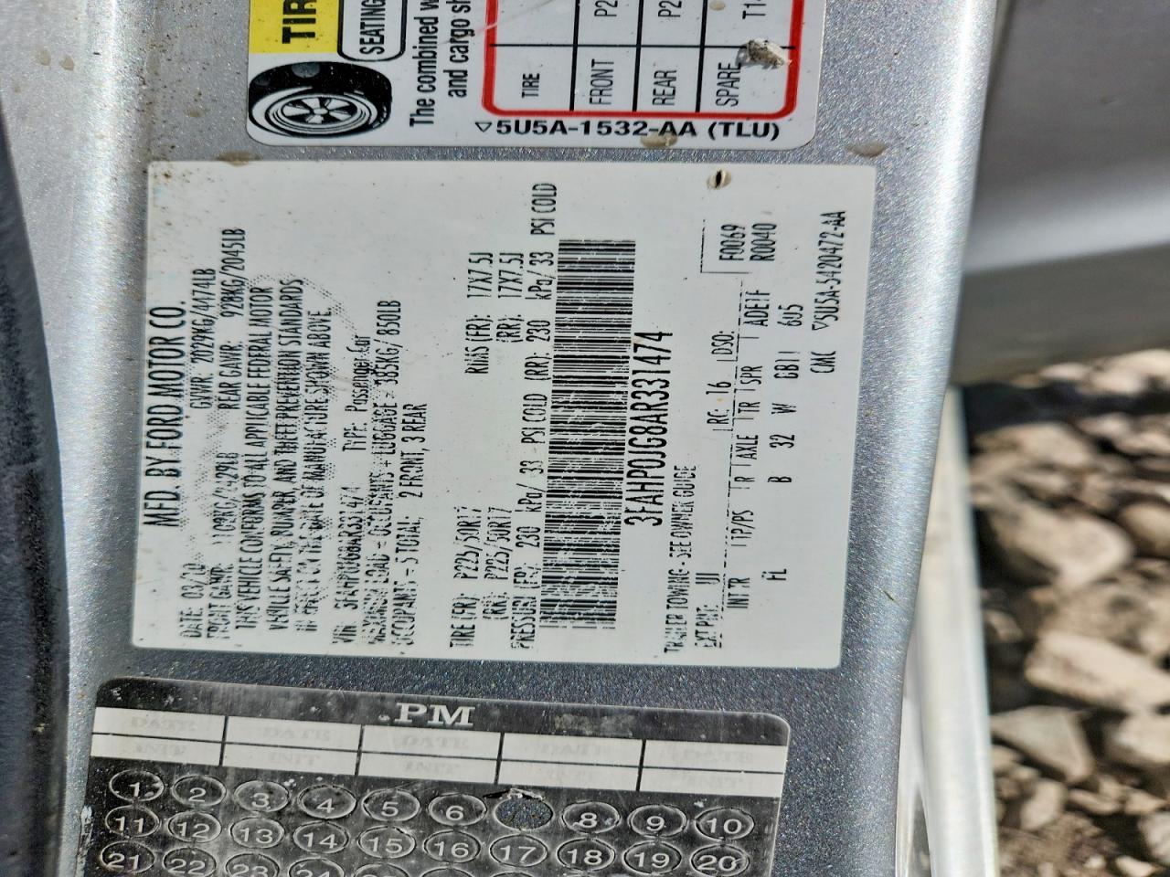 2010 Ford Fusion Sel Серебряный vin: 3FAHP0JG8AR331474