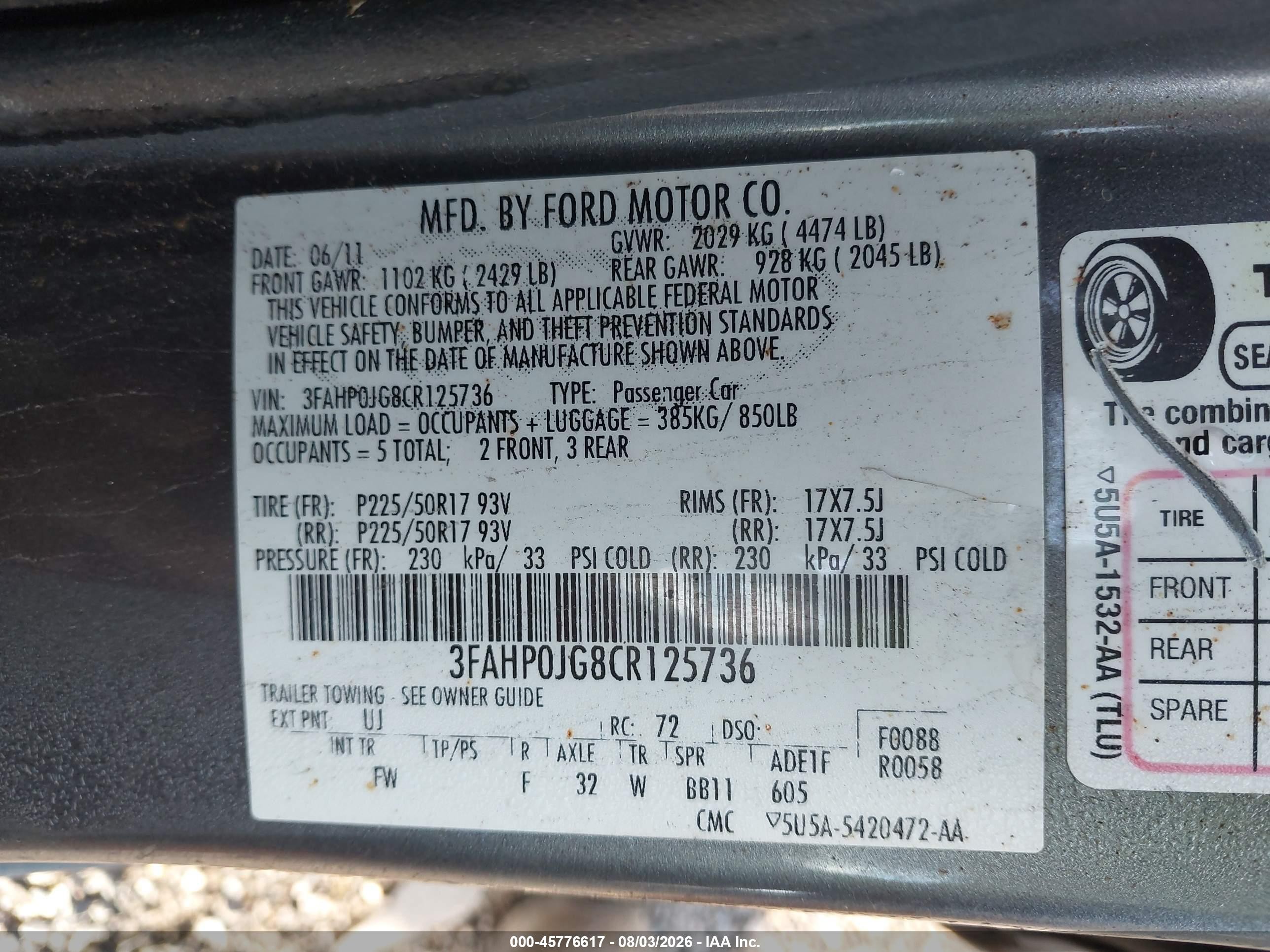 2012 Ford Fusion Sel Серый vin: 3FAHP0JG8CR125736