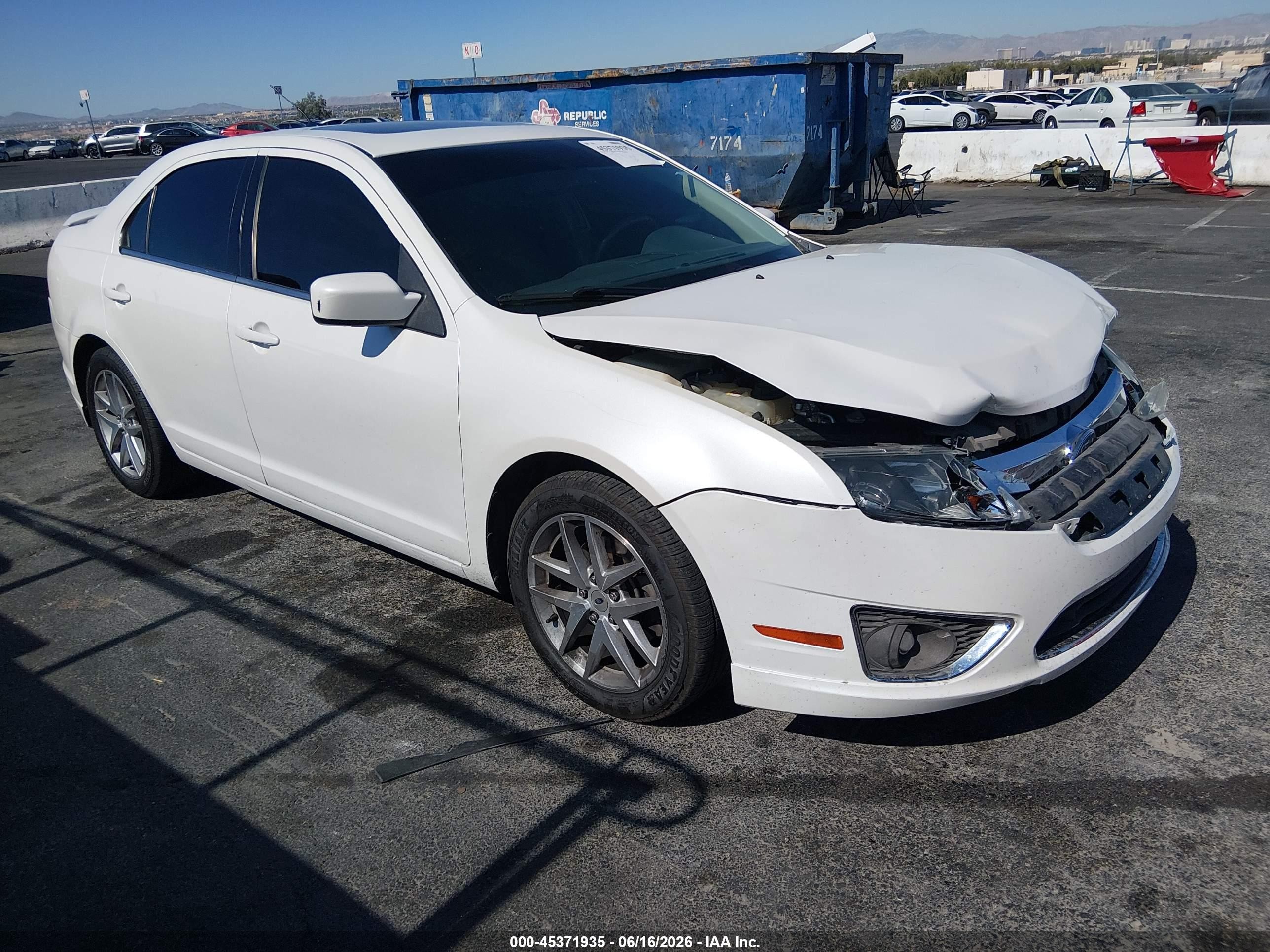 2010 Ford Fusion Sel White vin: 3FAHP0JGXAR233093