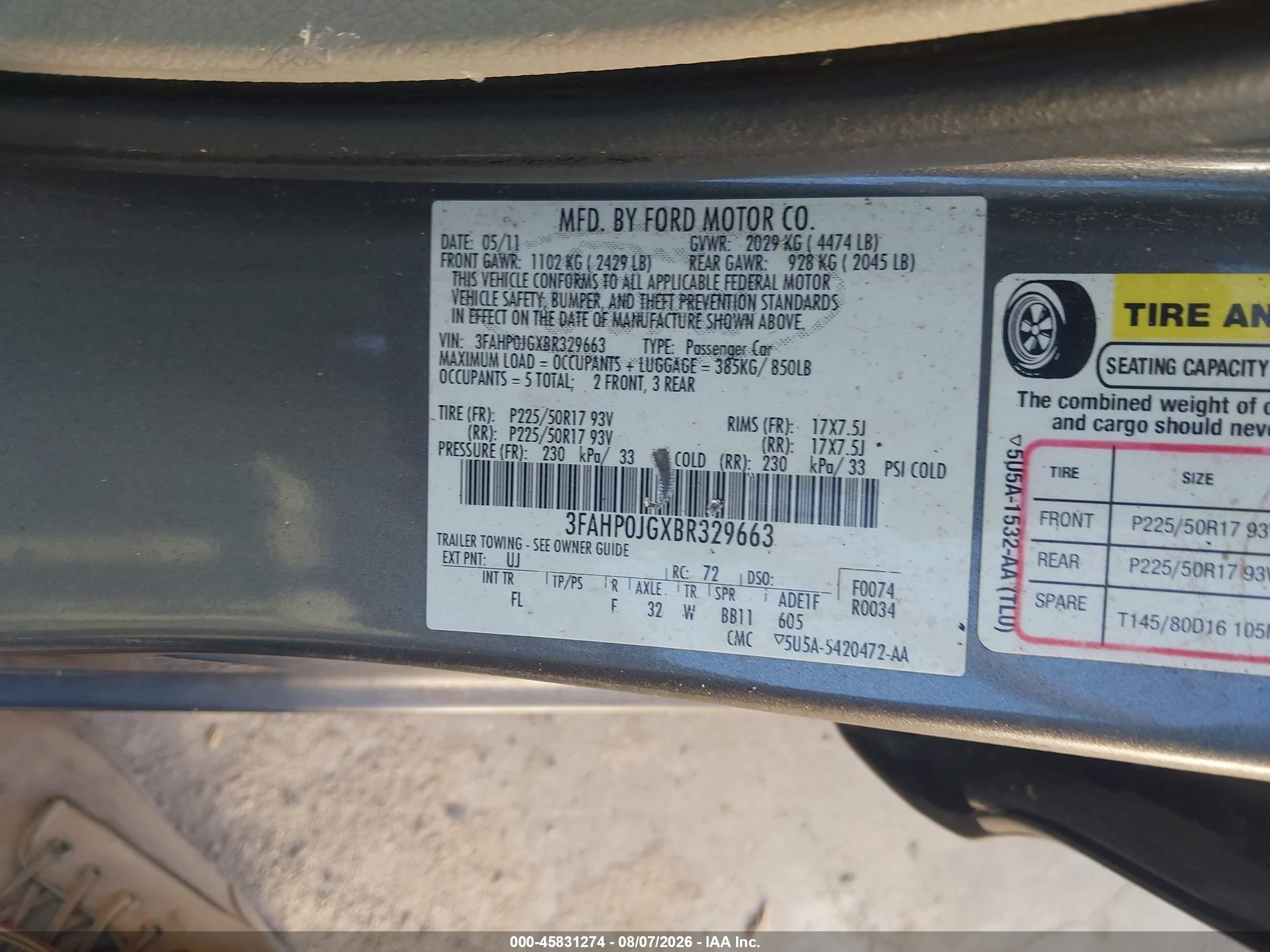 2011 Ford Fusion Sel Серый vin: 3FAHP0JGXBR329663