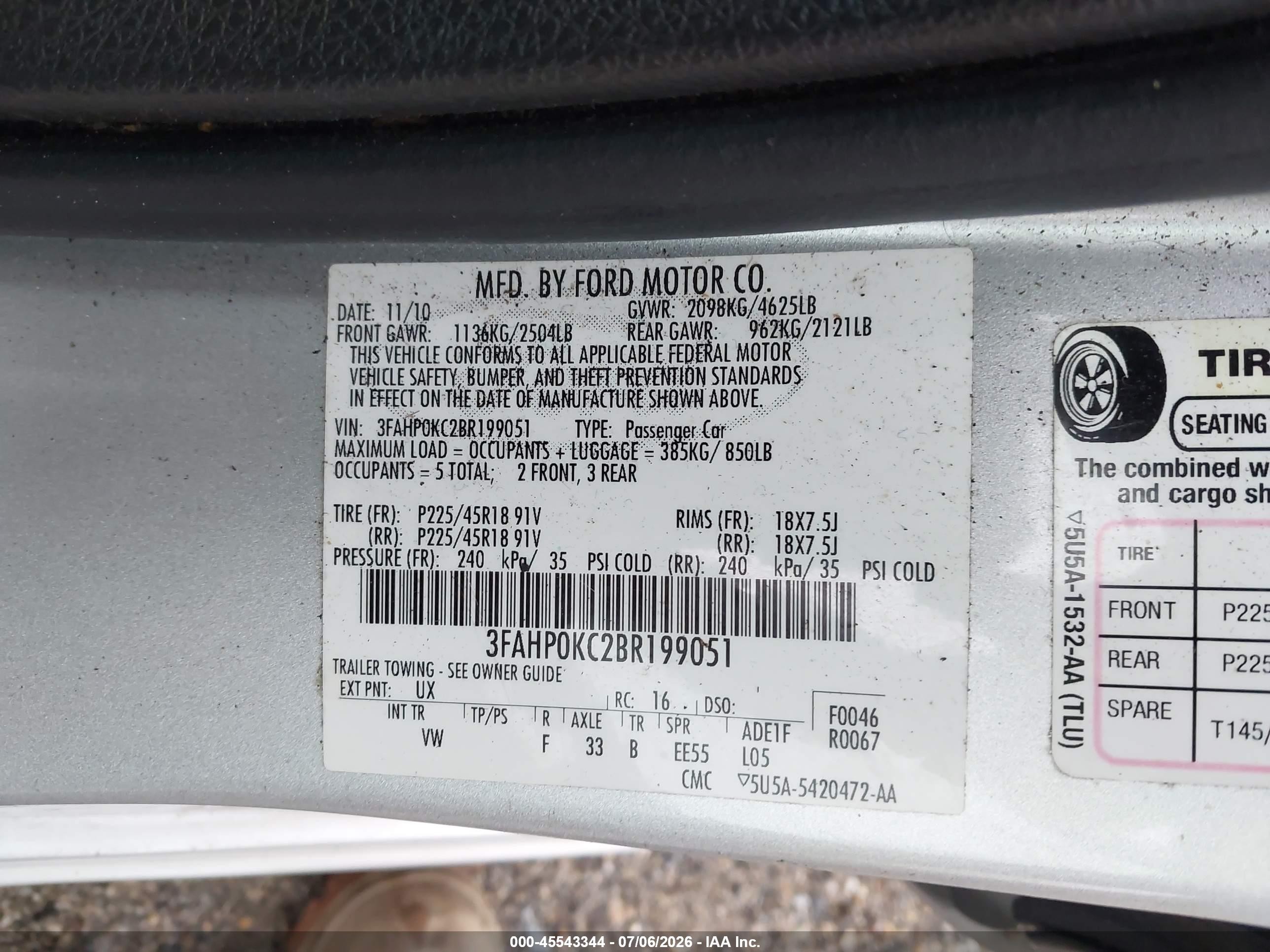 2011 Ford Fusion Sport Серебряный vin: 3FAHP0KC2BR199051