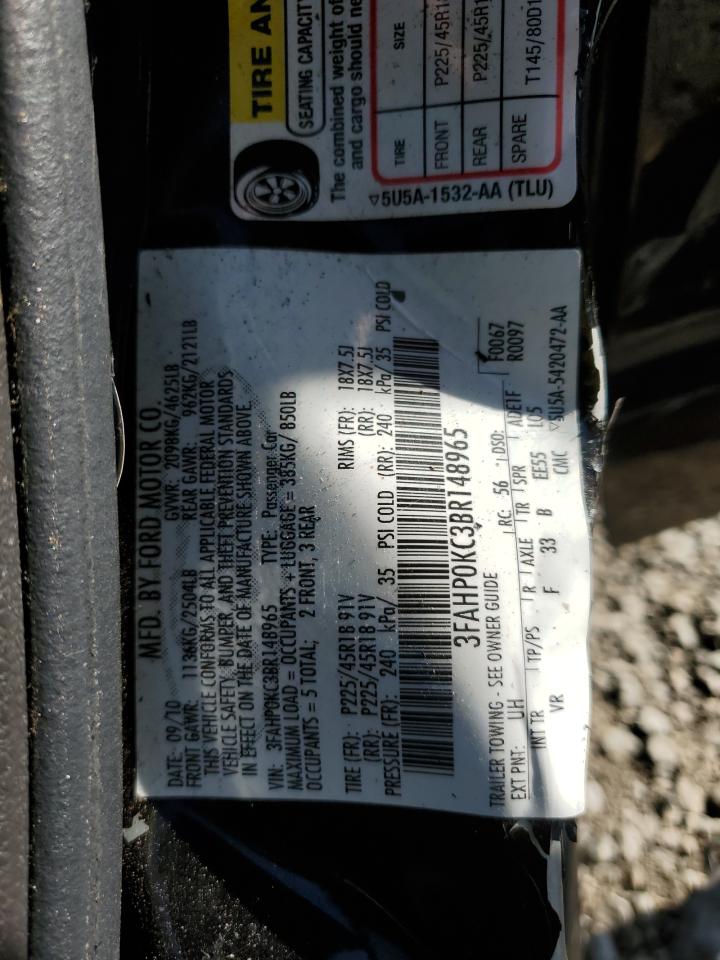 2011 Ford Fusion Sport Черный vin: 3FAHP0KC3BR148965