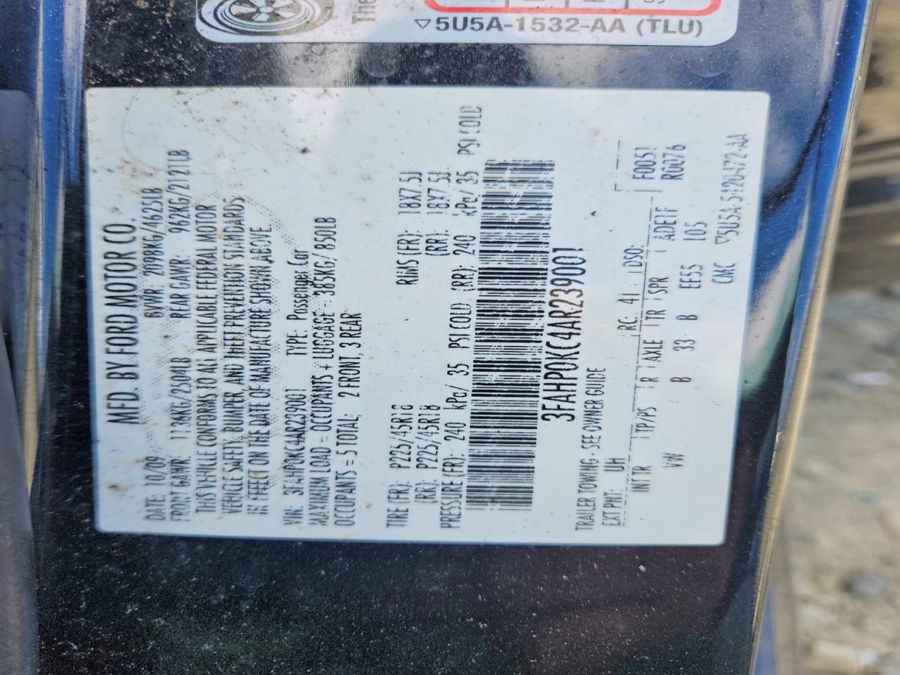 2010 Ford Focus Sport Black vin: 3FAHP0KC4AR239001