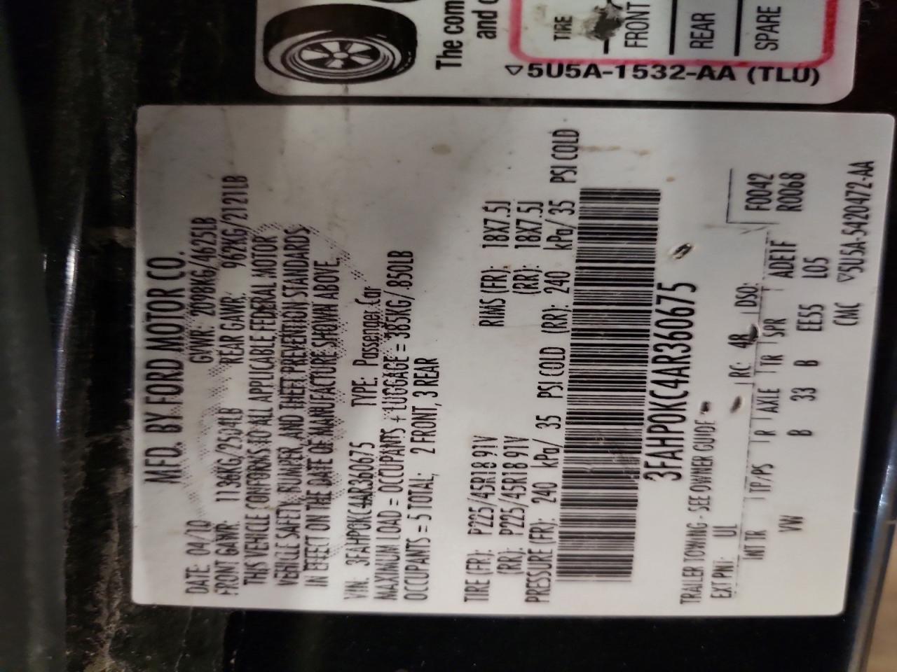 2010 Ford Fusion Sport Black vin: 3FAHP0KC4AR360675