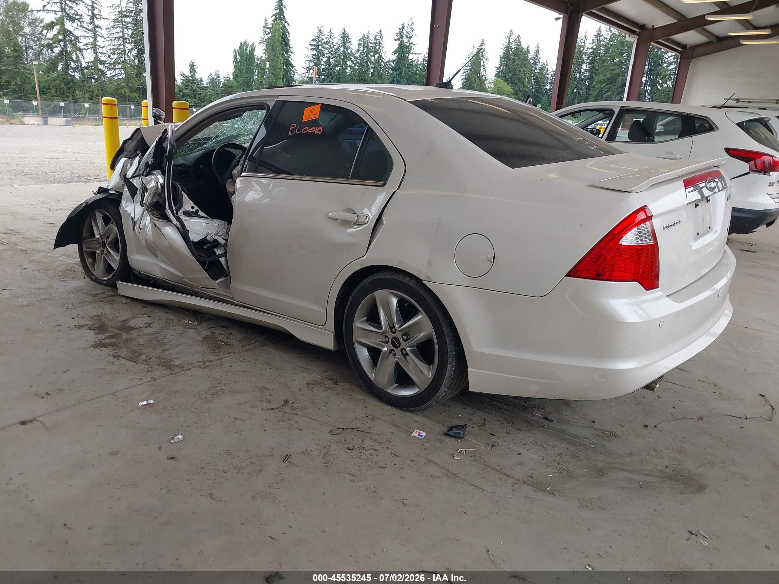 2012 Ford Fusion Sport White vin: 3FAHP0KC4CR438889