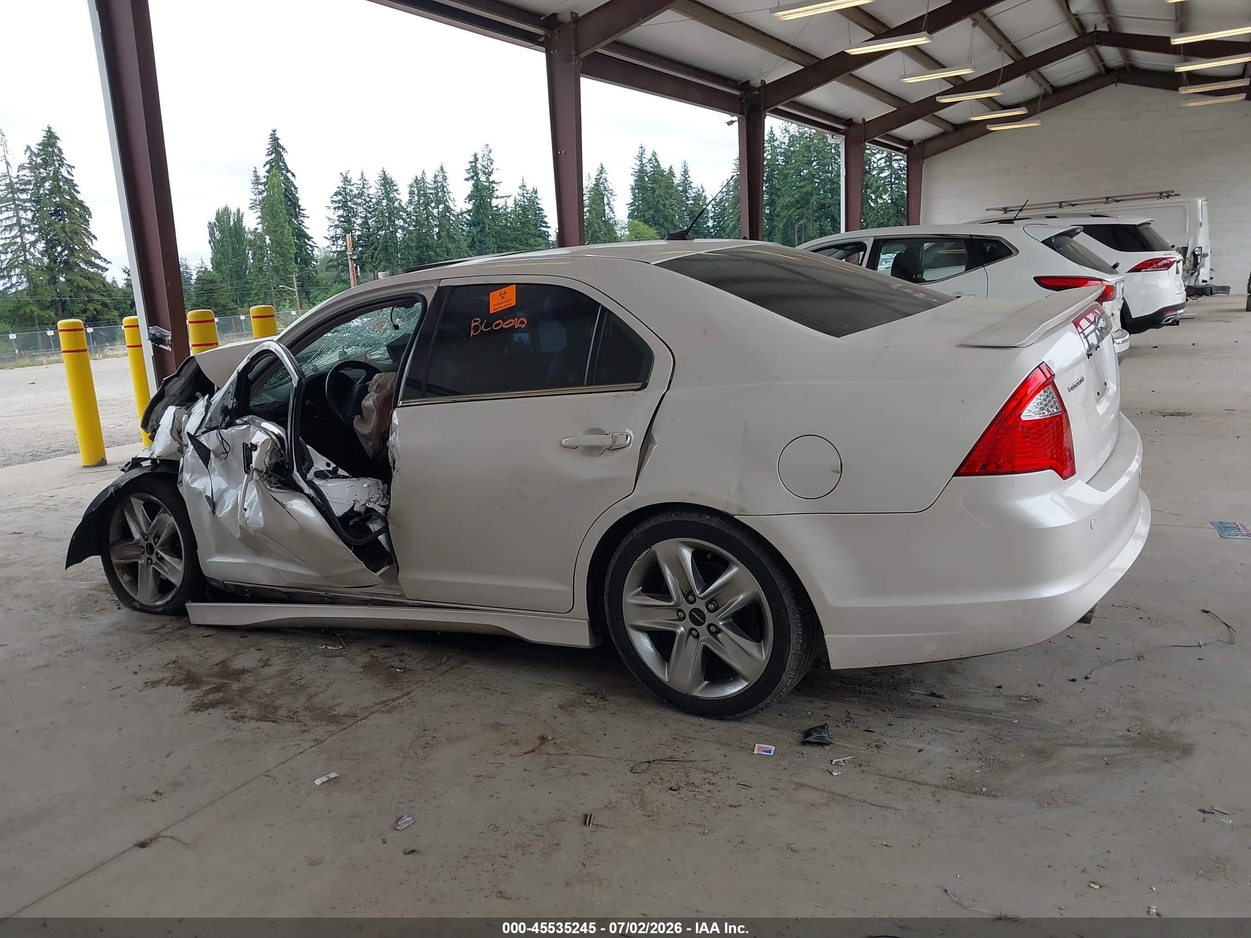 2012 Ford Fusion Sport White vin: 3FAHP0KC4CR438889