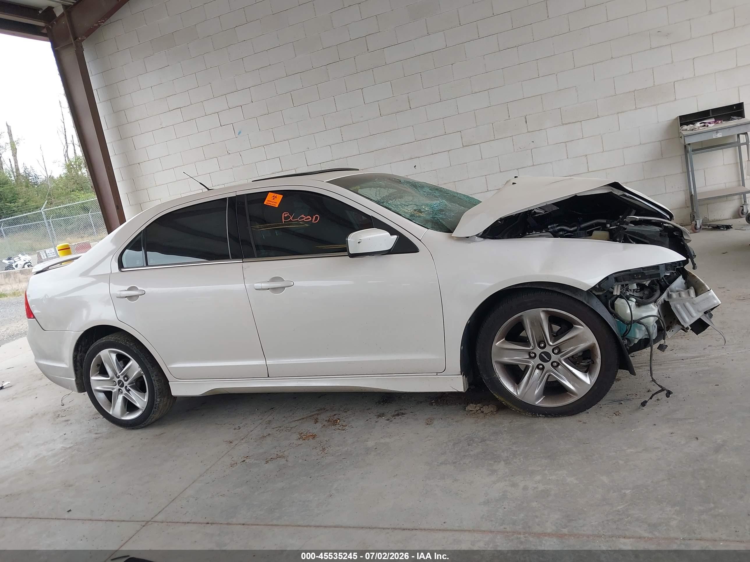 2012 Ford Fusion Sport White vin: 3FAHP0KC4CR438889