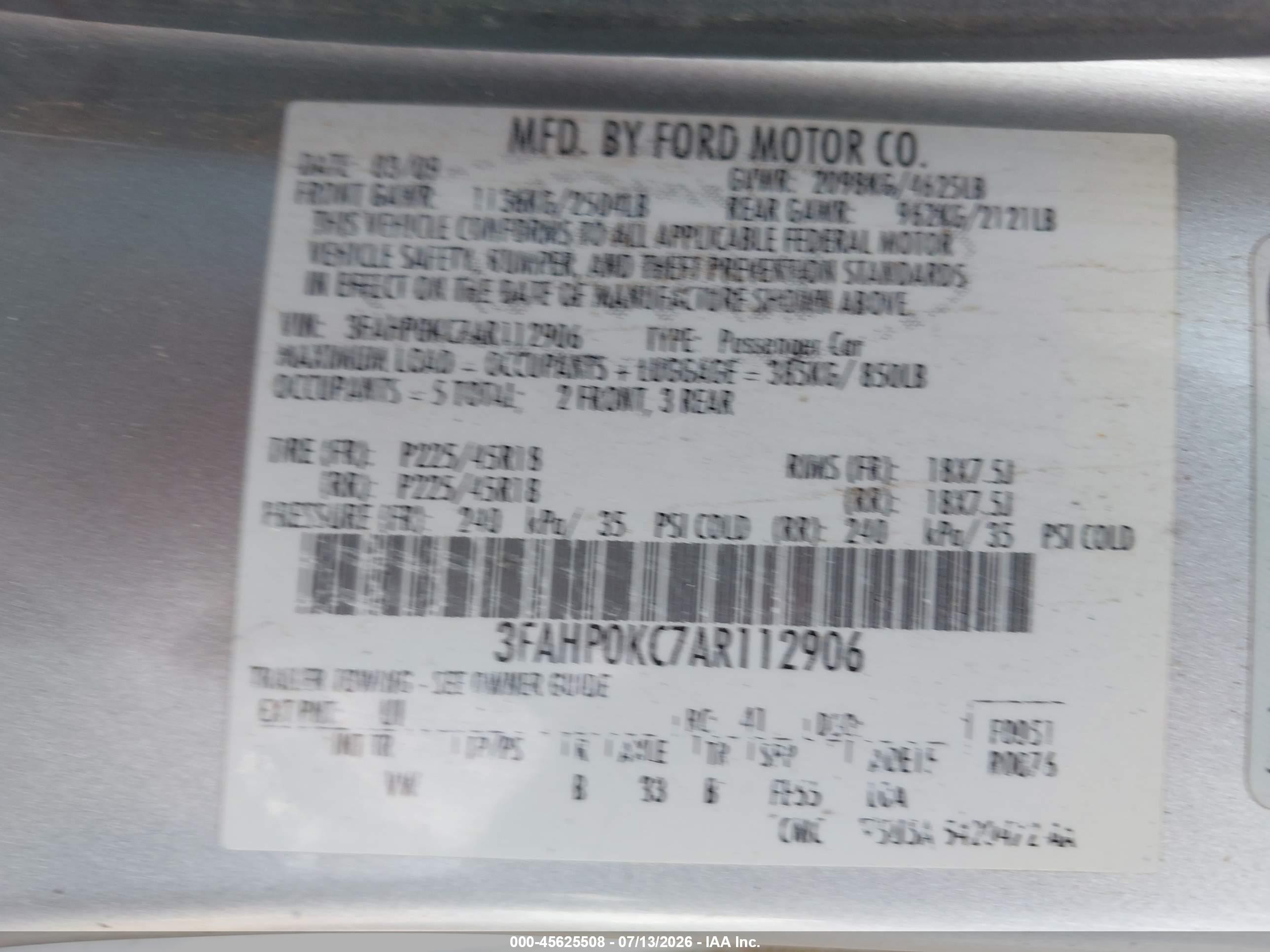 2010 Ford Fusion Sport Silver vin: 3FAHP0KC7AR112906