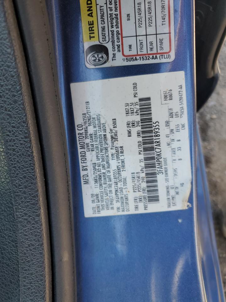 2010 Ford Fusion Sport Синий vin: 3FAHP0KC7AR189355