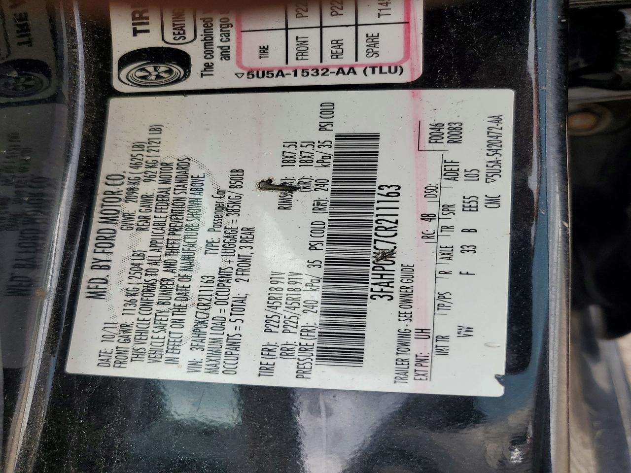2012 Ford Fusion Sport Black vin: 3FAHP0KC7CR211163