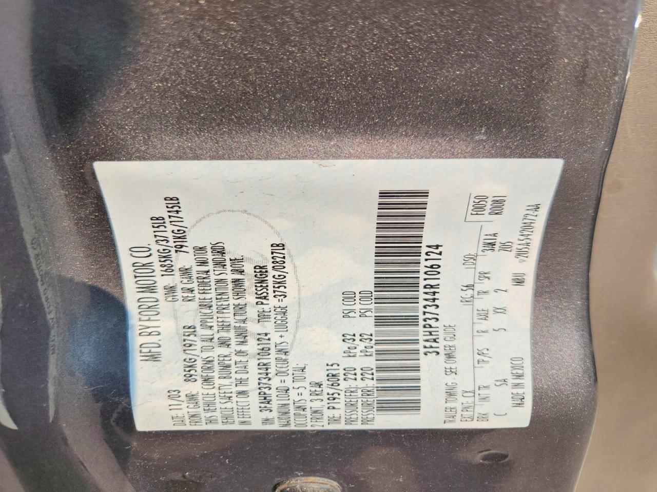 2004 Ford Focus Zx5 Charcoal vin: 3FAHP37344R106124