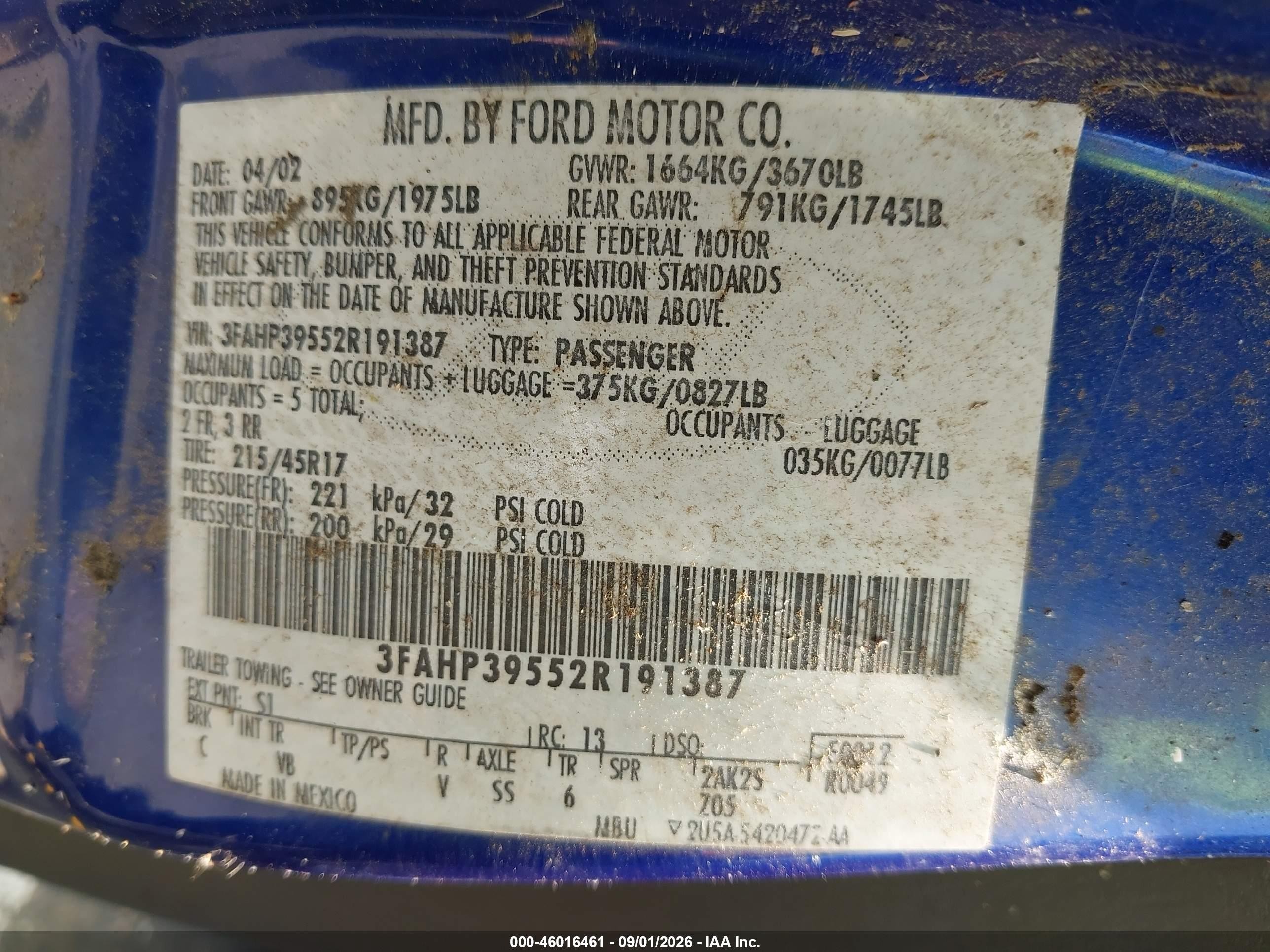 2002 Ford Focus Svt Blue vin: 3FAHP39552R191387