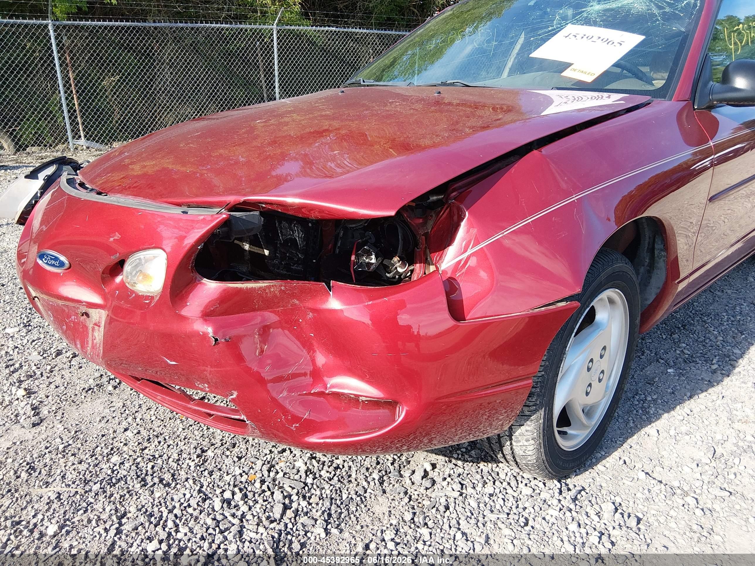 2000 Ford Escort Zx2 Red vin: 3FAKP1130YR155488
