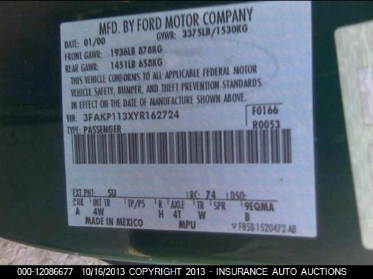 2000 Ford Escort Zx2 vin: 3FAKP113XYR162724