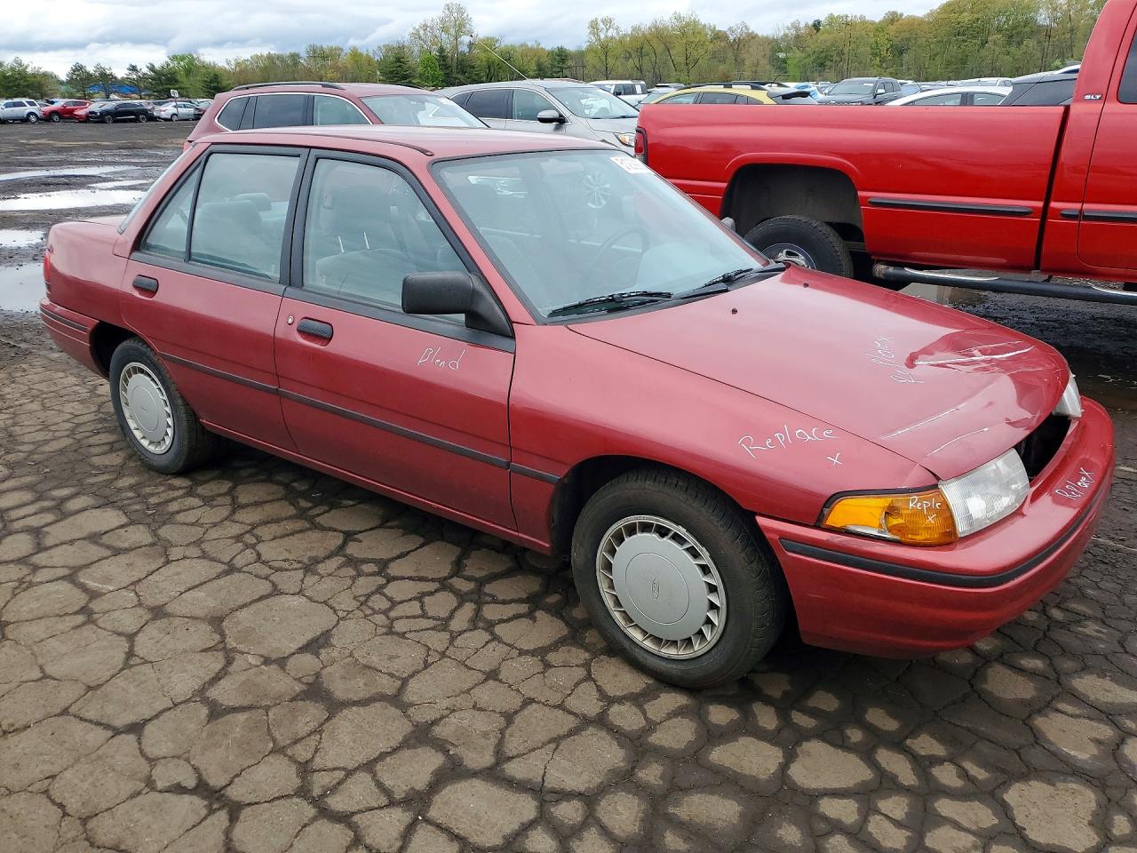 1993 Ford Escort Lx Burgundy vin: 3FAPP13J0PR158410