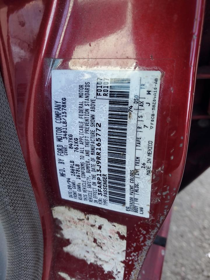 1994 Ford Escort Lx Maroon vin: 3FARP13J9RR165772