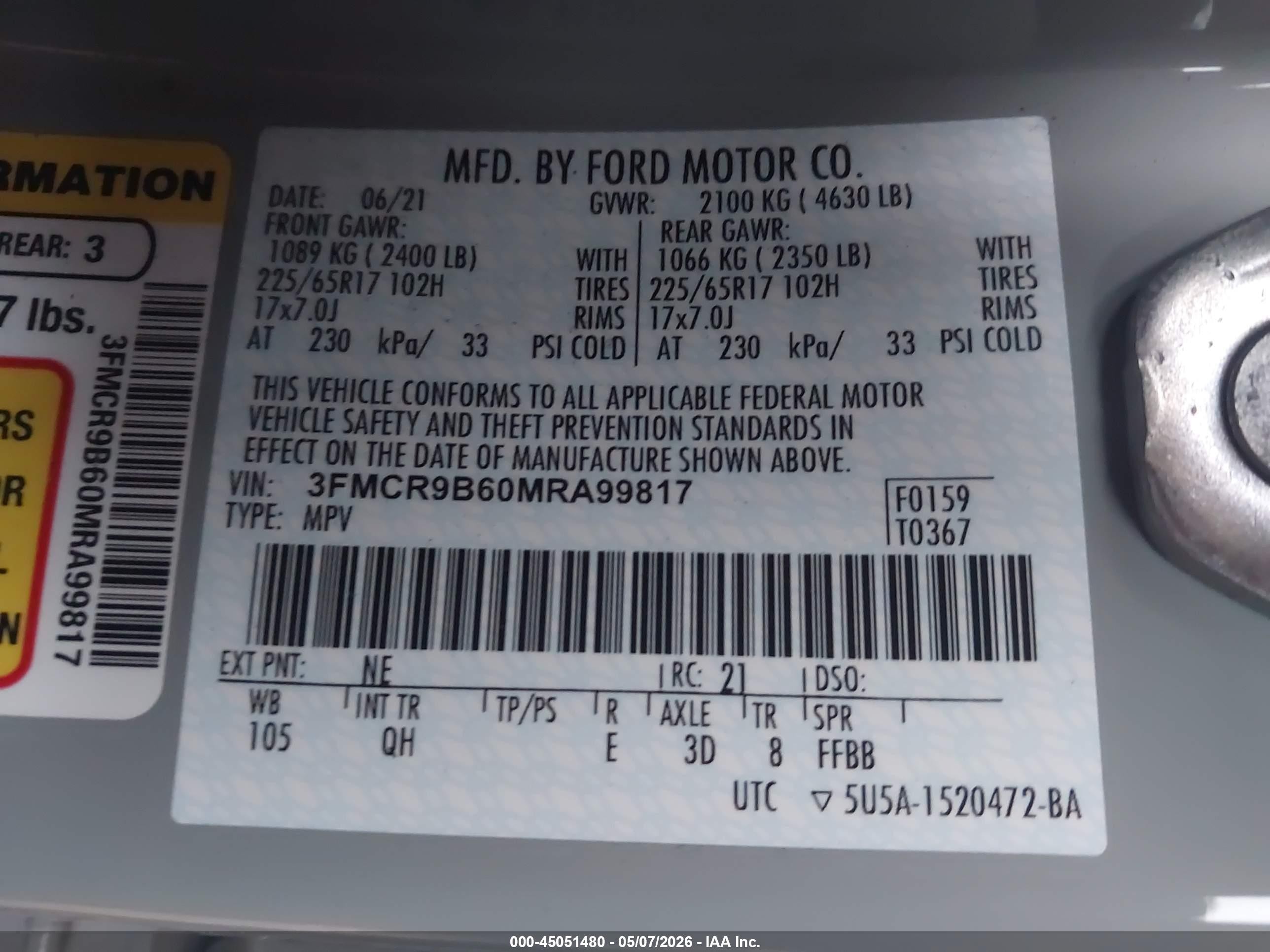 2021 Ford Bronco Sport Big Bend Green vin: 3FMCR9B60MRA99817